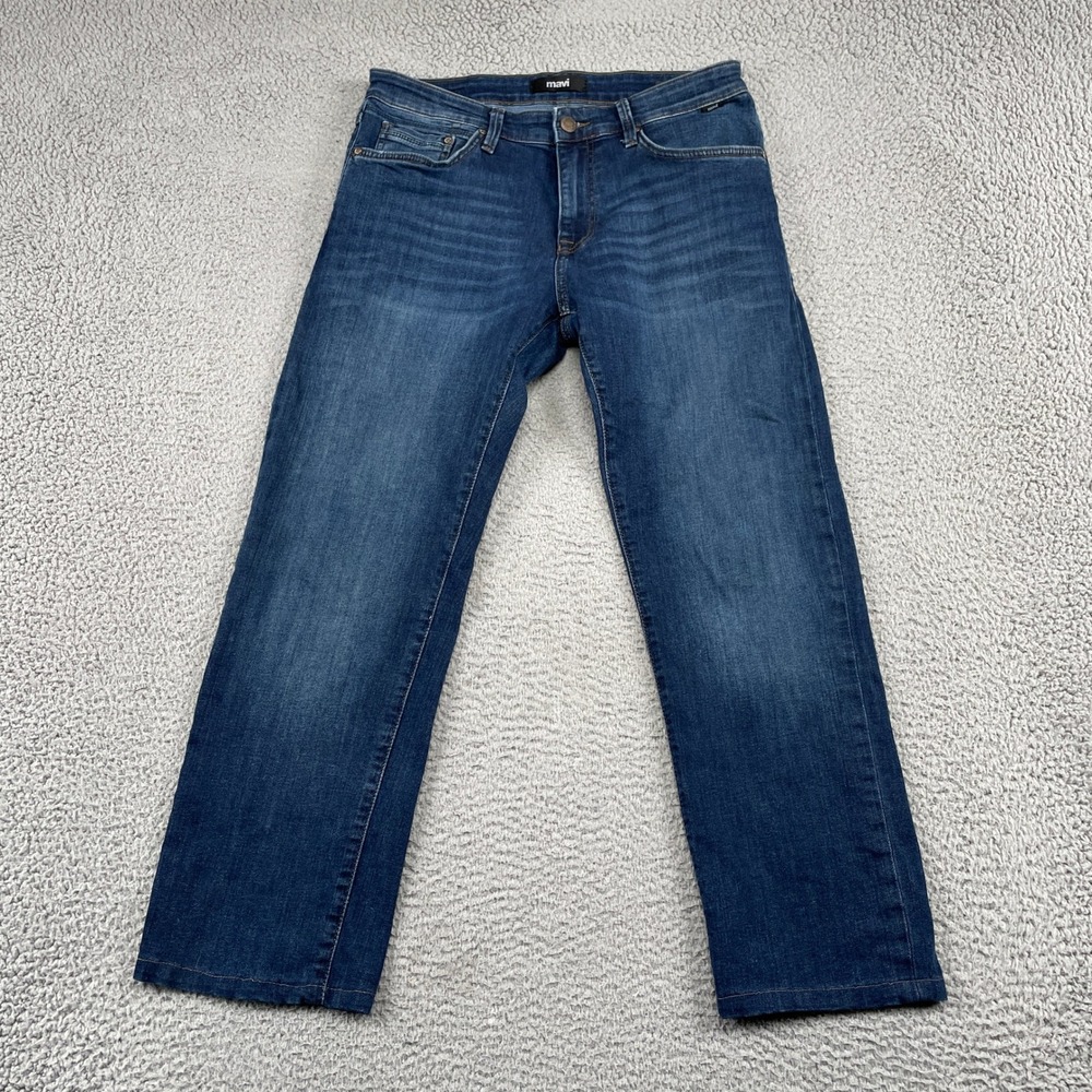 Mavi Jeans Mens 32x32 Blue Zach Straight Leg Stretch Denim Dark Wash